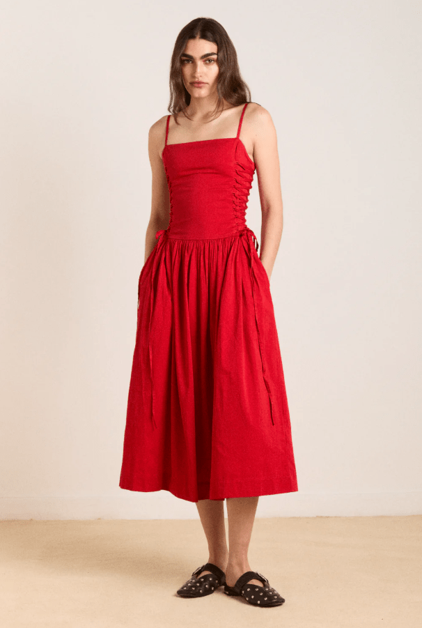 Angelina Midi Dress - Red from Damson Madder