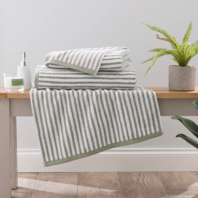 Reversible Striped Cotton Towel from Dunelm