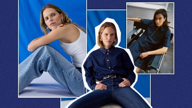 Models wearing the new ALIGNE collection of denim in dark shades