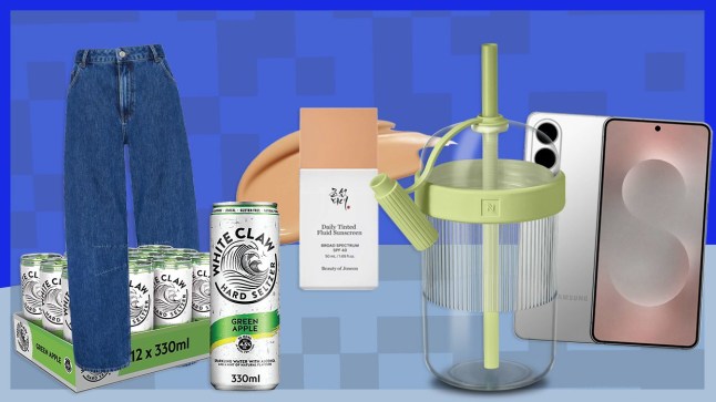 Products from Nespresso, ALIGNE, White Claw, Samsung and more brands, including a smartphone, cans of fizzy drink and blue jeans.
